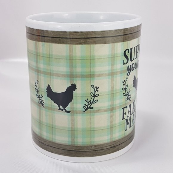 Vintage Statement Mug Teacup Support Your Local Farmers Market Graphic Quote - Picture 9 of 14